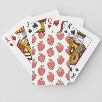 Watercolor Strawberries Playing Cards by wildapple at Zazzle