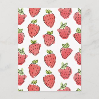 Watercolor Strawberries Postcard by wildapple at Zazzle