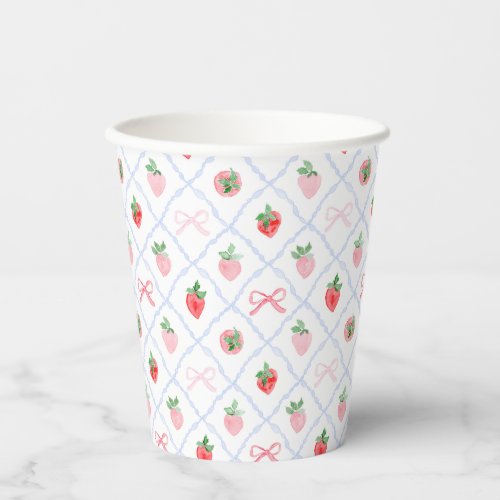 Watercolor strawberries ribbonerie trellis paper cups