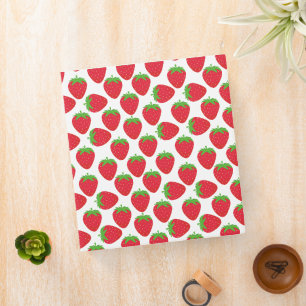 Watercolor Strawberries Seamless Pattern 3 Ring Binder