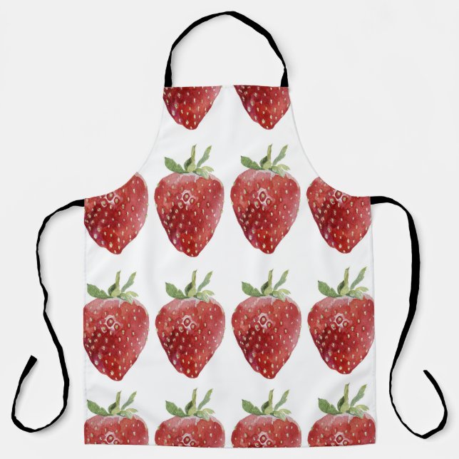Watercolor strawberries: seamless pattern apron (Front)