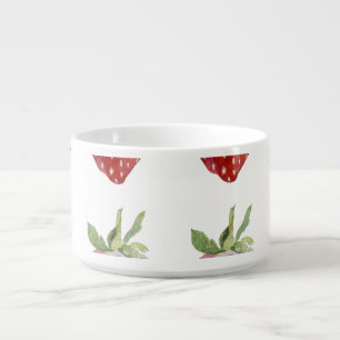 Watercolor strawberries: seamless pattern bowl