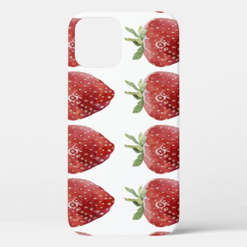 Watercolor strawberries seamless pattern iPhone 12 case