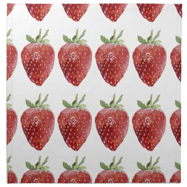 Watercolor strawberries: seamless pattern cloth napkin (Front)