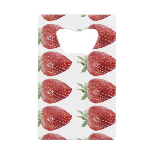 Watercolor strawberries seamless pattern credit card bottle opener