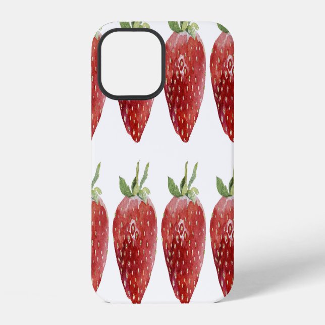 Watercolor strawberries: seamless pattern iphone case (Back)
