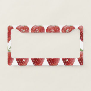 Watercolor strawberries: seamless pattern license plate frame