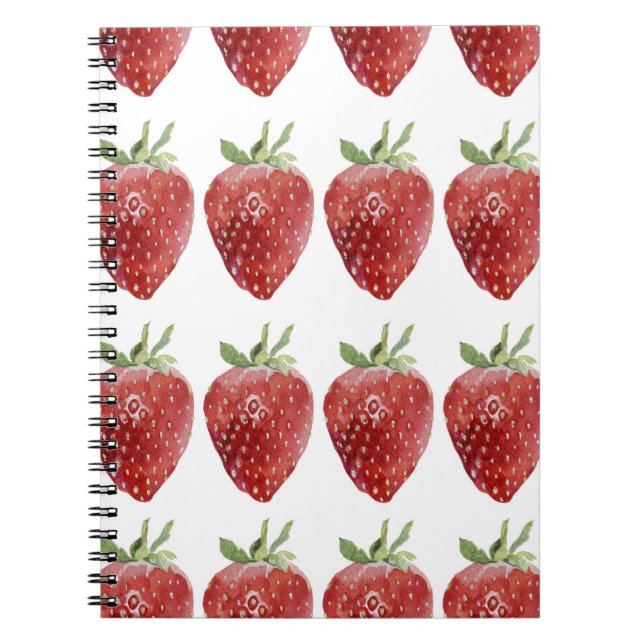 Watercolor strawberries: seamless pattern notebook (Front)