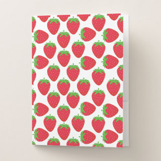 Watercolor Strawberries Seamless Pattern Pocket Folder