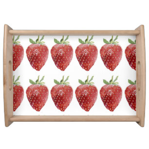 Watercolor strawberries: seamless pattern serving tray