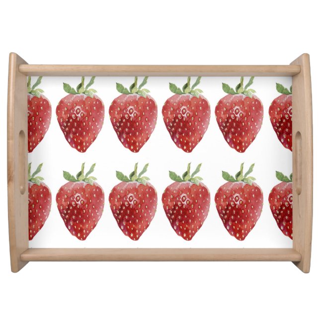Watercolor strawberries: seamless pattern serving tray (Front)