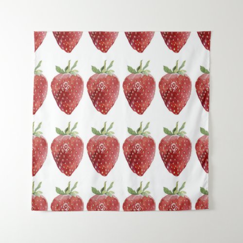 Watercolor strawberries seamless pattern tapestry