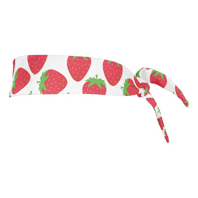 Watercolor Strawberries Seamless Pattern Tie Headband (Rotate 90)
