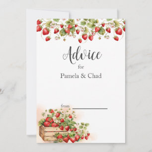 Watercolor Strawberries Wedding  Advice Card