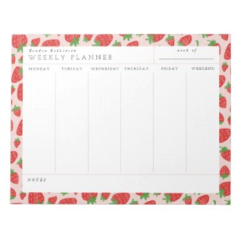 Watercolor Strawberries Weekly Planner Notepad by Low_Star_Studio at Zazzle