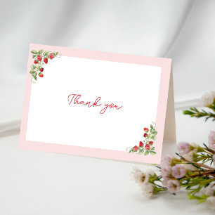 Watercolor Strawberries Whimsical Thank You