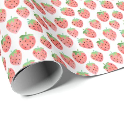 Watercolor Strawberries Wrapping Paper