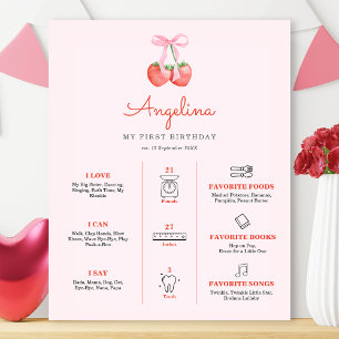 Watercolor Strawberry 1st Birthday Pink Milestone Foam Board