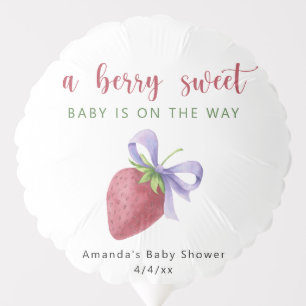 Watercolor strawberry and bow Baby shower Balloon