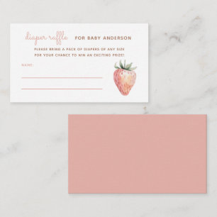 Watercolor Strawberry Baby Shower Diaper Raffle Enclosure Card