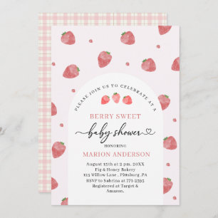 Watercolor Strawberry Baby shower Invitation
