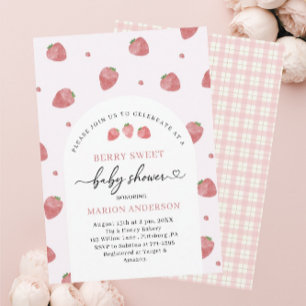 Watercolor Strawberry Baby shower  Invitation