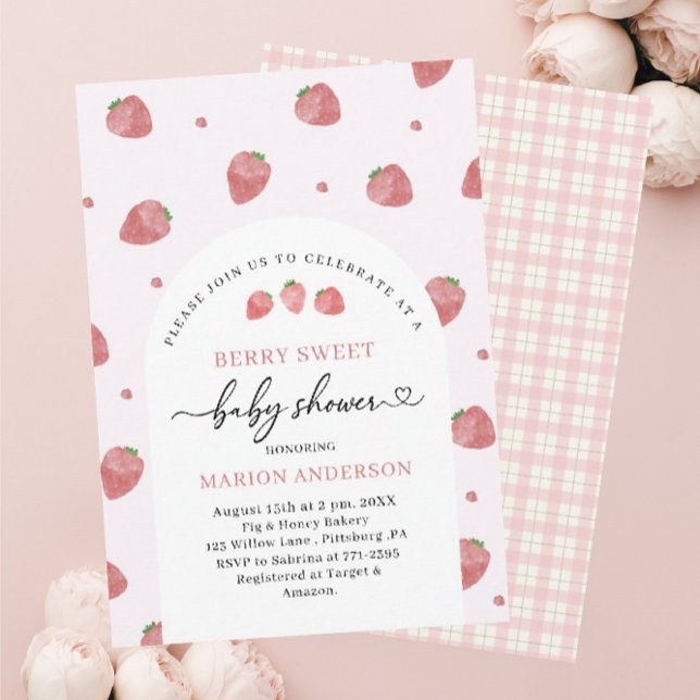 Watercolor Strawberry Baby shower  Invitation (Creator Uploaded)