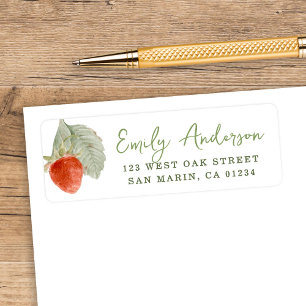 Watercolor Strawberry  Baby Shower Return Address Label