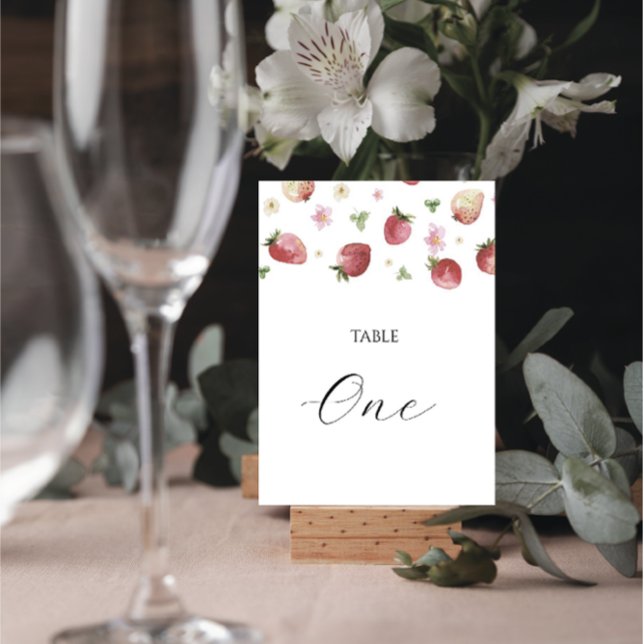 Watercolor Strawberry Baby shower Table Number (Creator Uploaded)