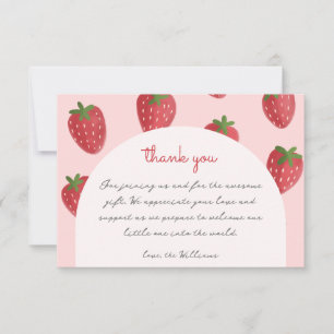 Watercolor Strawberry Baby Shower Thank You Cards