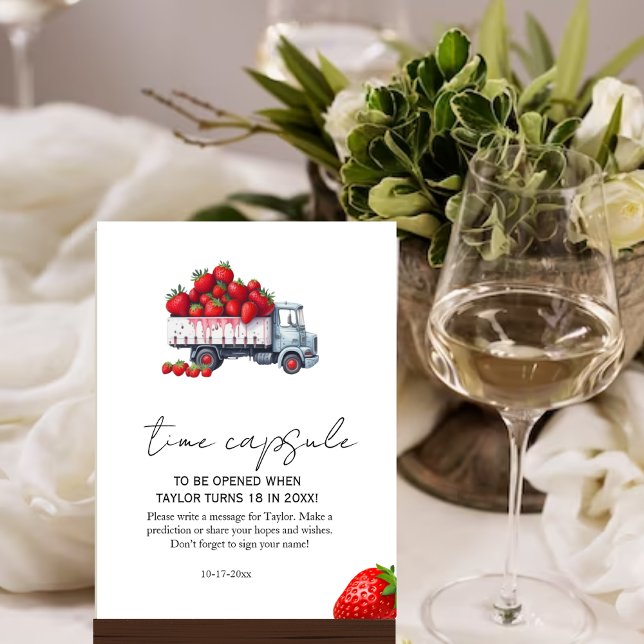 Watercolor strawberry baby shower Time Capsule Poster (Creator Uploaded)