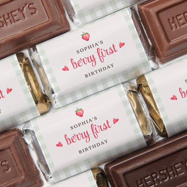 Watercolor Strawberry Berry First Birthday Favor (Creator Uploaded)