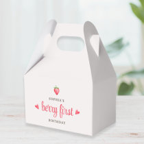 Watercolor Strawberry Berry First Birthday Favor Boxes