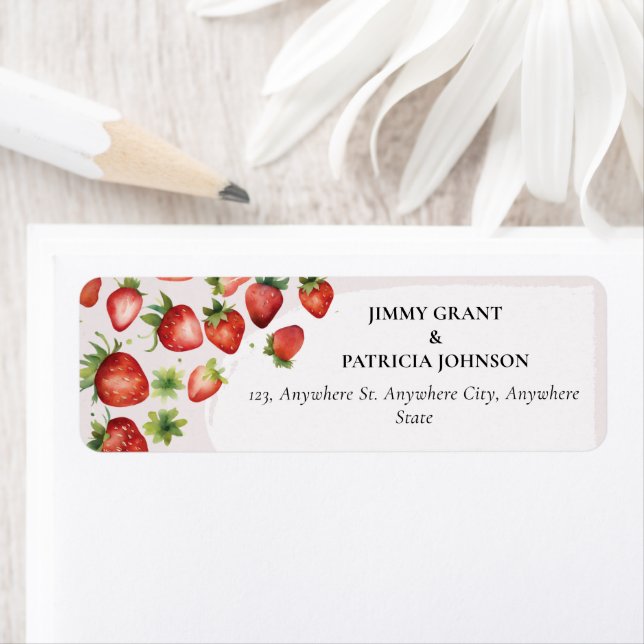 Watercolor Strawberry Berry First Birthday   Label (Insitu)