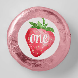 Watercolor Strawberry Berry First Birthday Party Dipped Oreo Cookie Favors