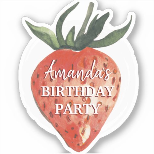 Watercolor Strawberry Berry First Scrapbook  Sticker