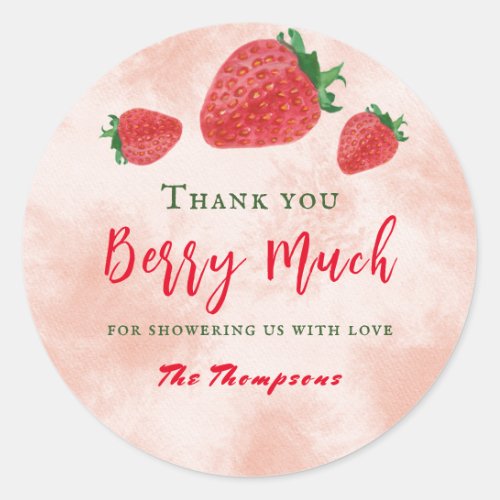 Watercolor Strawberry Berry Sweet Baby Shower Classic Round Sticker