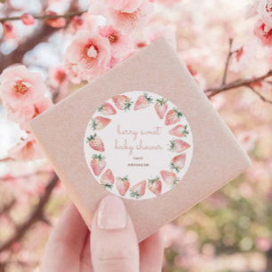 Watercolor Strawberry Berry Sweet Baby Shower Classic Round Sticker