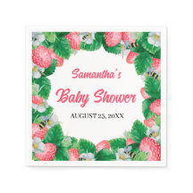 Watercolor Strawberry Berry Sweet Baby Shower