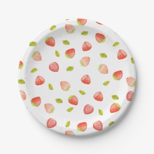 Watercolor Strawberry Birthday Party Paper Plates