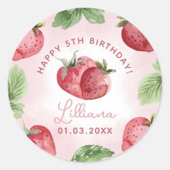Watercolor Strawberry Birthday Party Sticker by PerfectPrintableCo at Zazzle