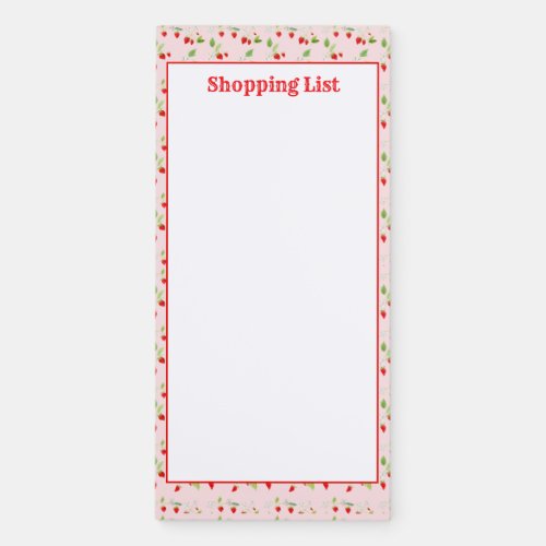Watercolor Strawberry Blossoms Shopping List Magnetic Notepad