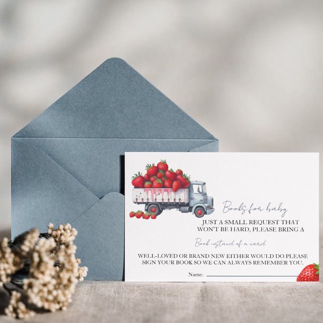 Watercolor Strawberry books for baby baby shower Invitation (Creator Uploaded)