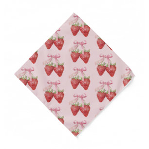 Watercolor Strawberry Bows Dog Bandana