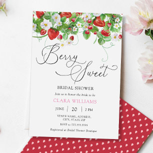 Watercolor Strawberry Bridal Shower Invitation