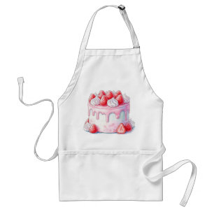 Watercolor Strawberry Cake Baking Lover Chef Gift Adult Apron