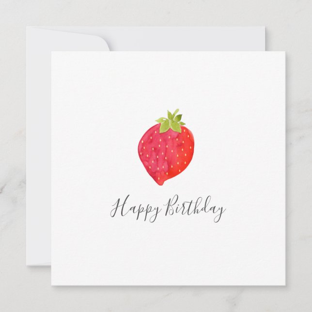Watercolor Strawberry  Card (Front)