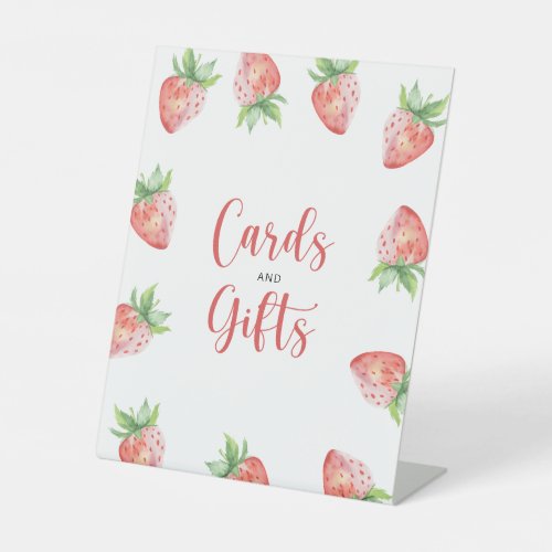 Watercolor Strawberry cards and gifts baby shower Pedestal Sign