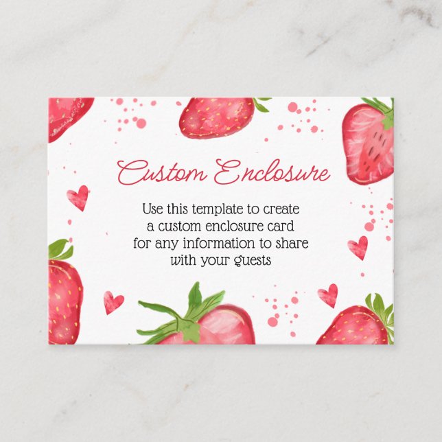 Watercolor Strawberry Customized Enclosure Card (Front)