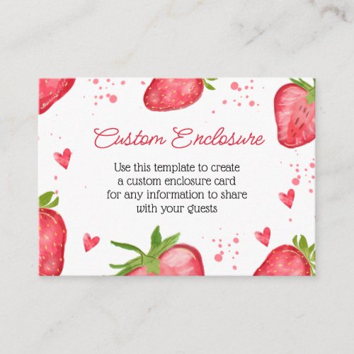 Watercolor Strawberry Customized Enclosure Card